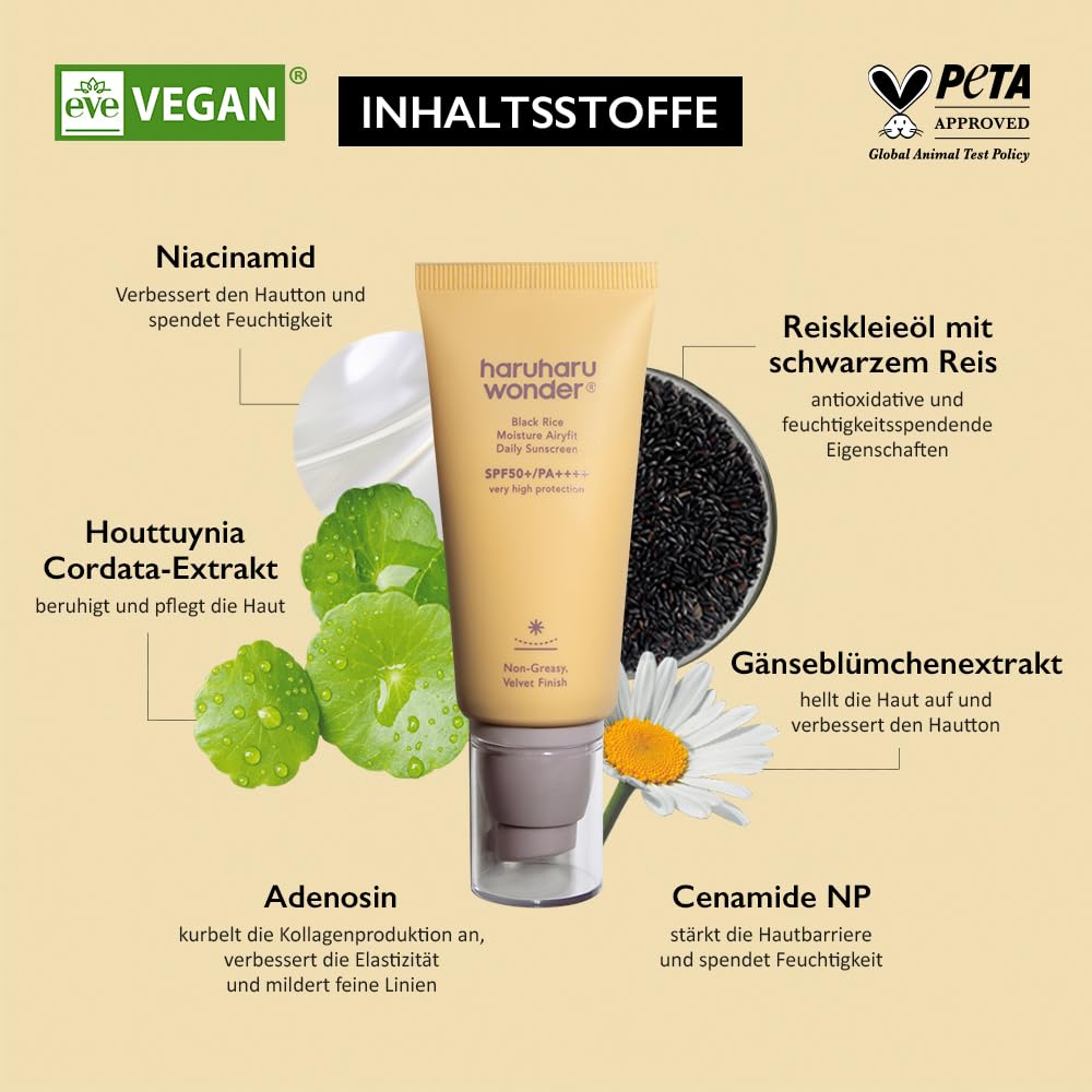 Haruharu Wonder Black Rice Moisture Airyfit Daily Sunscreen 50 ml, Velvet Finish