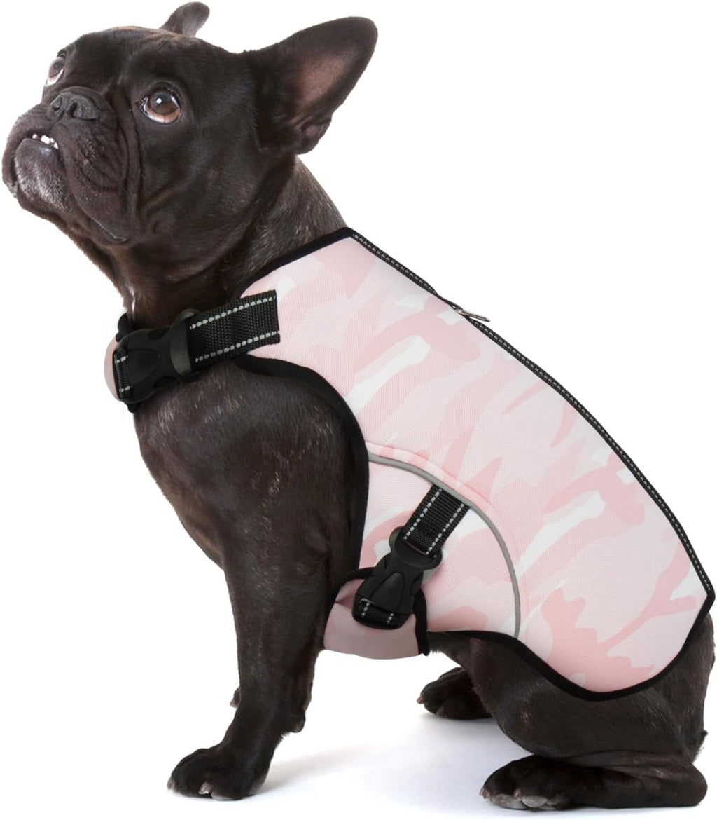 IECOii Kuehlweste Hund verstellbar L-XL rosa Sommer Kuehlgeschirr Mikrofaser