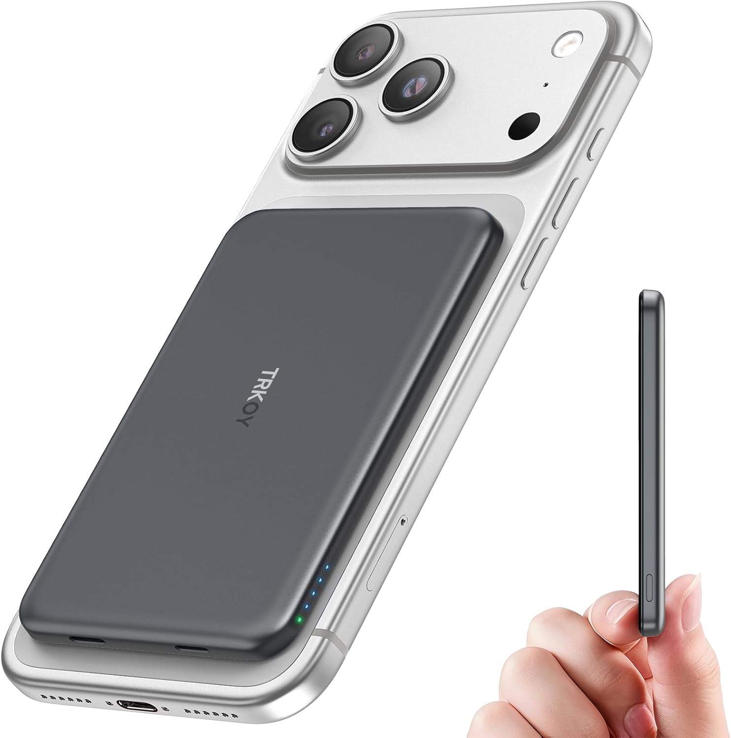 TRKOY Slim Magnetische Magsafe Powerbank 5000mAh USB-C Schnellladung iPhone 17-1