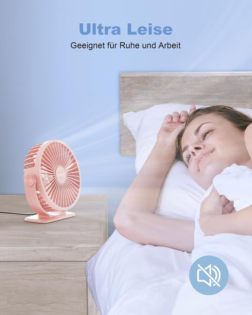 TriPole Mini Tischventilator USB 3 Geschwindigkeiten 360° Neigung leise
