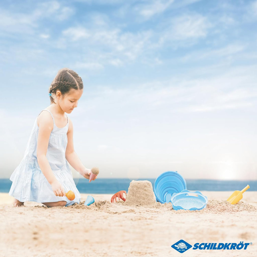 Schildkroet Sandspielzeug Set 7in1 mit faltbarem Eimer Kinder Strandspielzeug