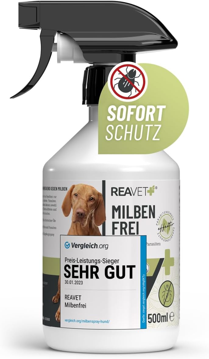 ReaVET Anti Milben-Spray 500 ml für Hunde Katzen Pferde gegen Milben Juckreiz