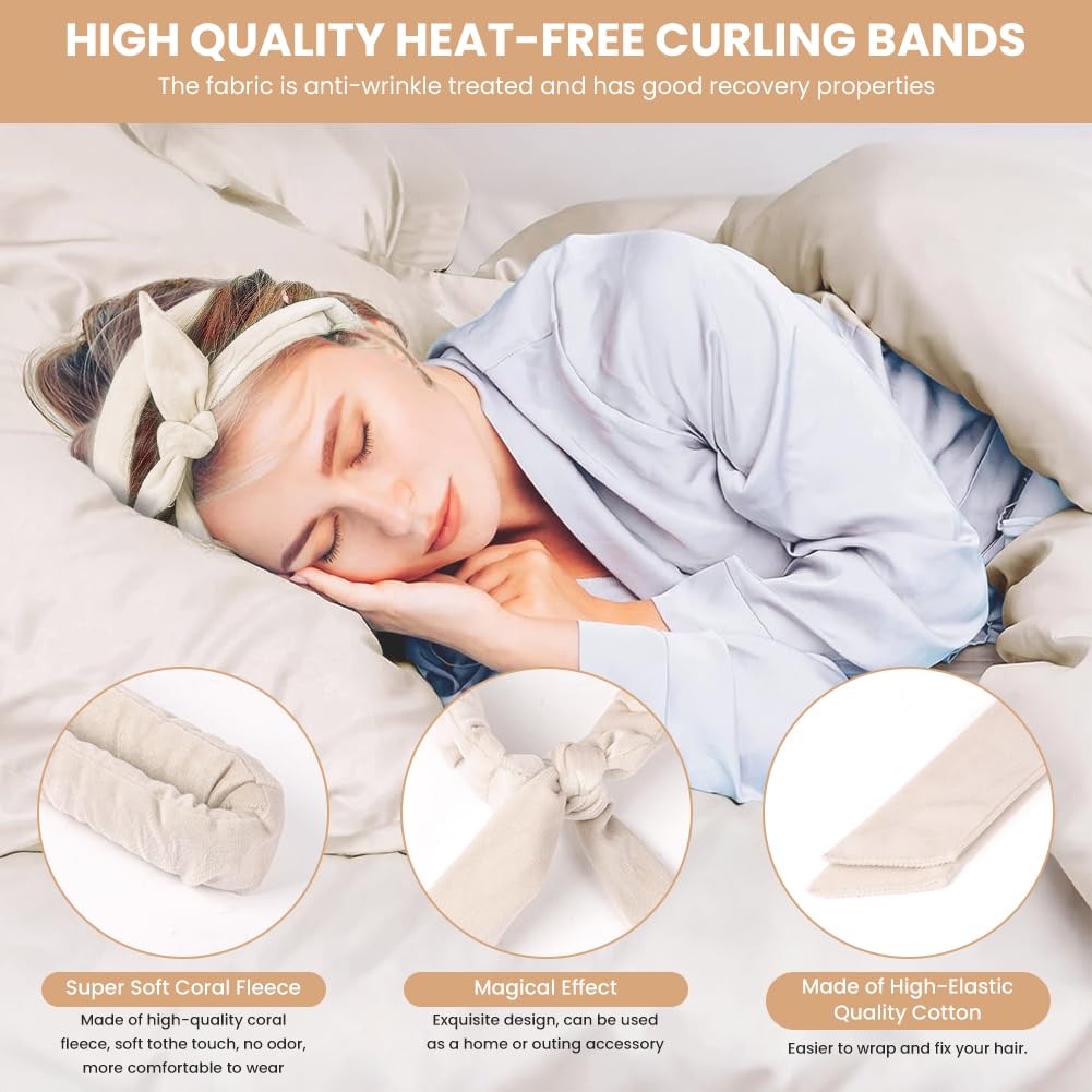 5er Set Heatless Curls Samt Lockenwickler Beige - Locken ohne Hitze