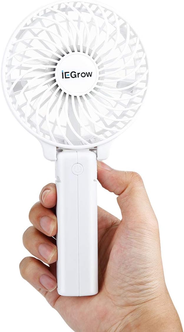 iEGrow tragbarer USB Handventilator wiederaufladbar 3 Geschwindigkeiten Schwarz