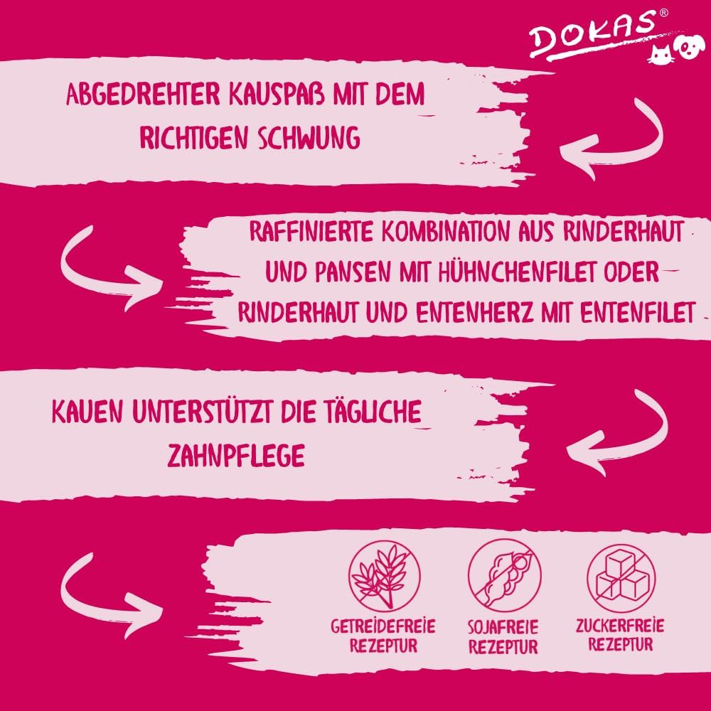 DOKAS Getreidefreie Kausnacks für Hunde 200 g Belohnung Leckerli