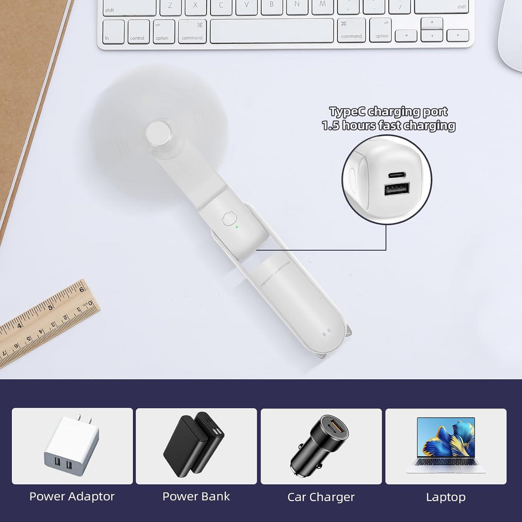 Jsdoin Mini Handventilator wiederaufladbar faltbar USB 3 Geschwindigkeiten