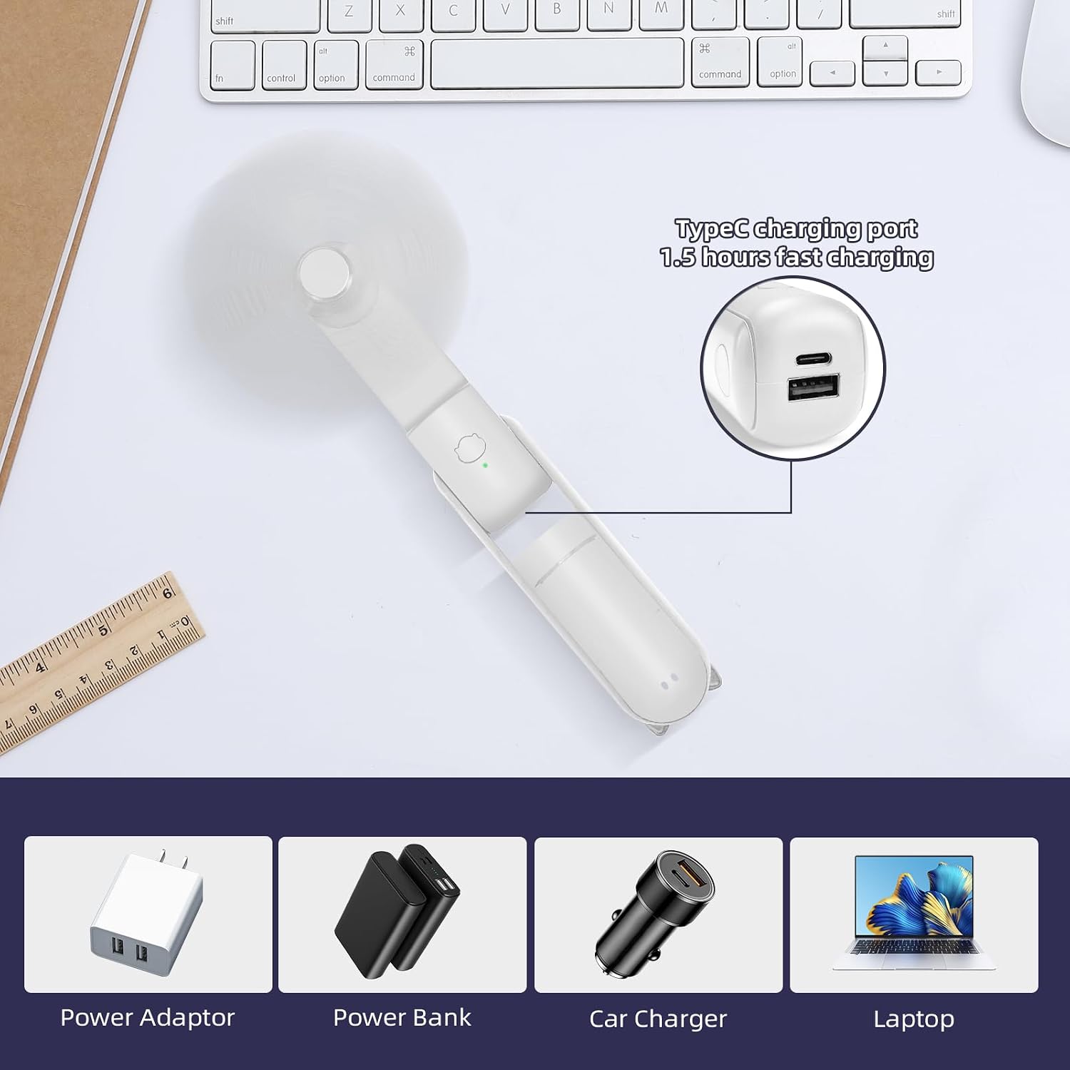 Jsdoin Mini Handventilator wiederaufladbar faltbar USB 3 Geschwindigkeiten