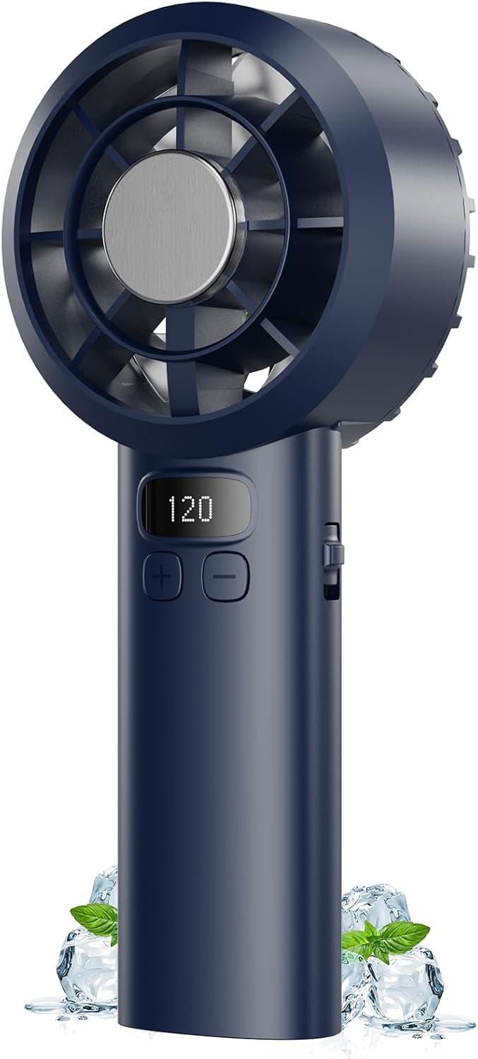 Tragbarer USB Mini Handventilator 7000 RPM, 3000 mAh Akku, LED-Display