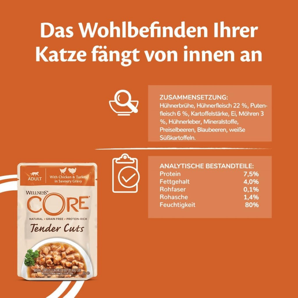 Wellness CORE Tender Cuts Katzennassfutter Truthahn Selection, verschiedene