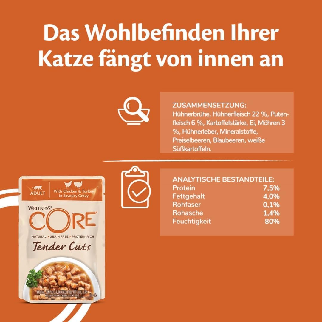 Wellness CORE Tender Cuts Katzennassfutter Truthahn Selection, verschiedene