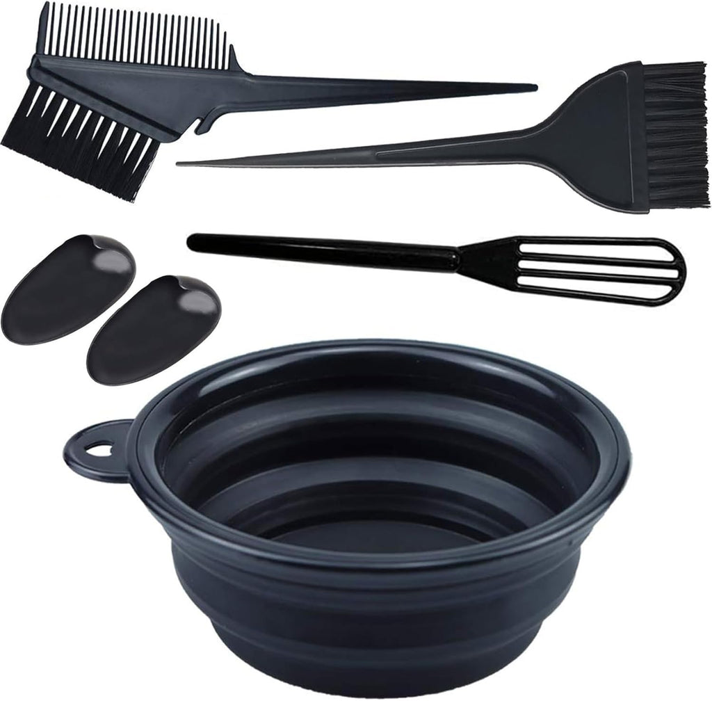 5er Set Haarfaerbepinsel mit Schale, Buerste, Kamm und Ohrenabdeckung