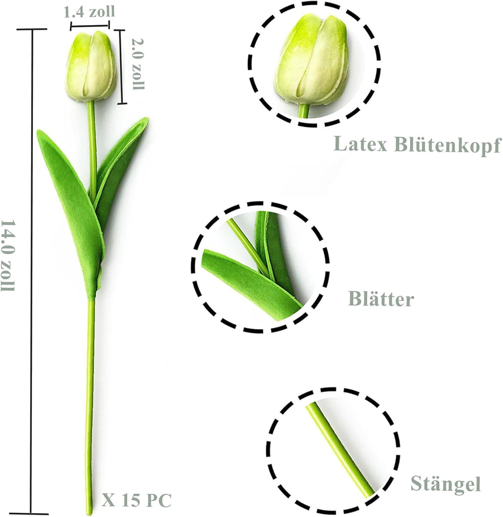 Kuenstliche Tulpen Real Touch Strauss 15 Stueck bunt kunstblumen