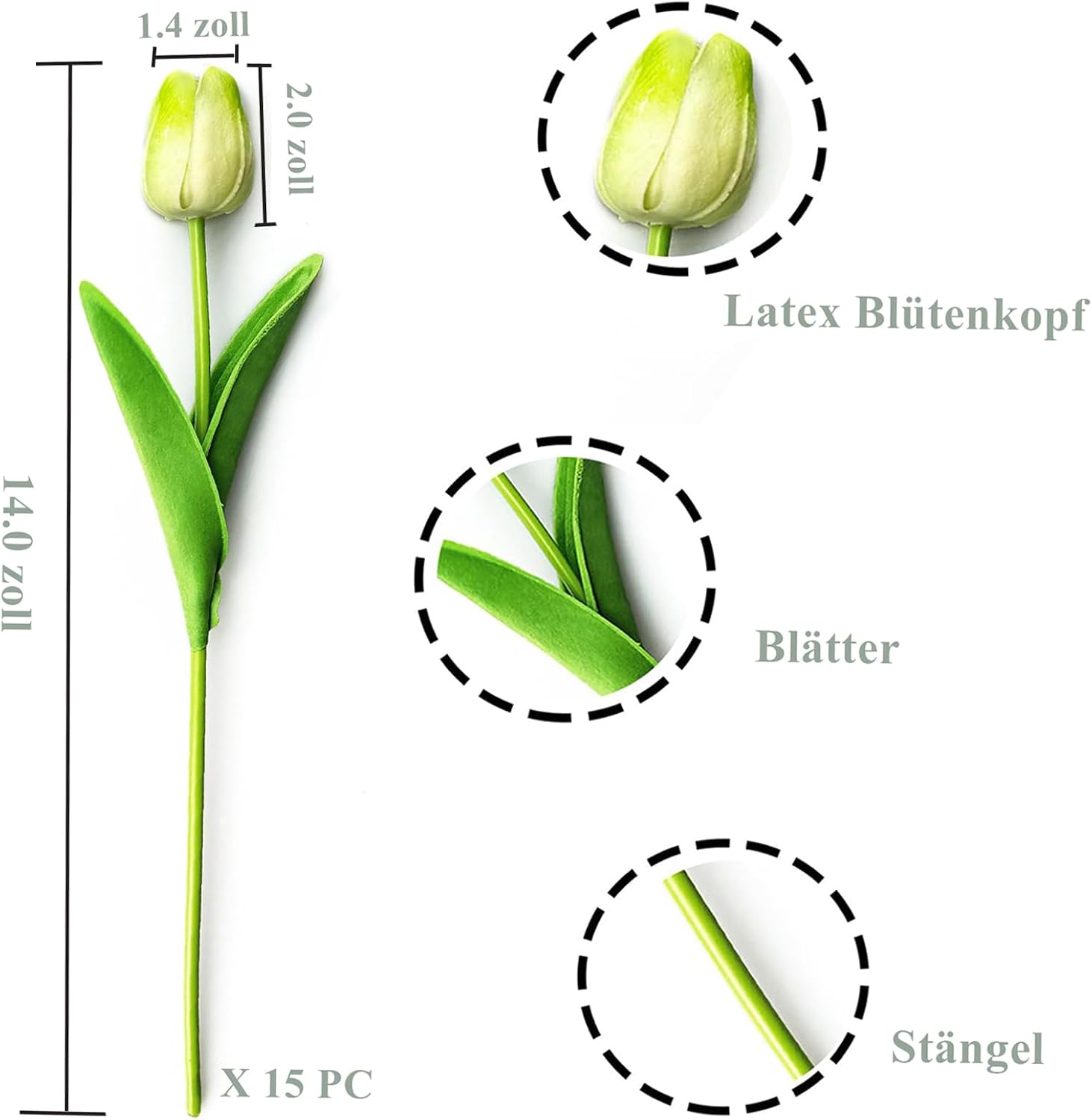 Kuenstliche Tulpen Real Touch Strauss 15 Stueck bunt kunstblumen