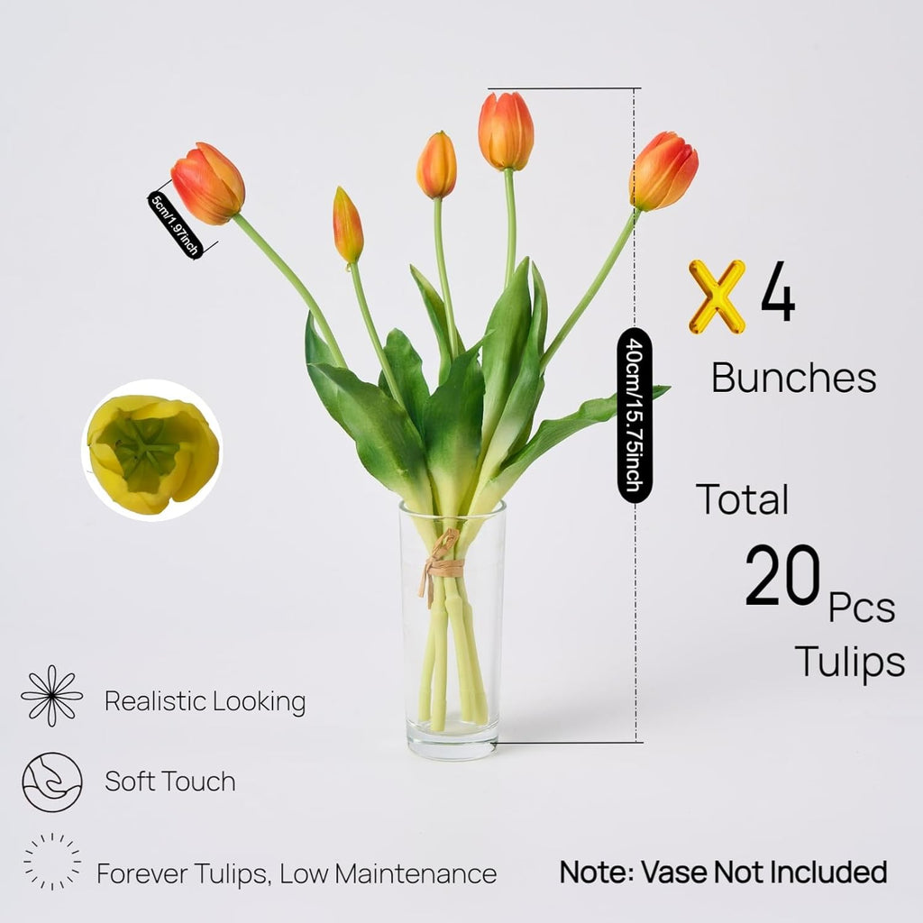Kuenstliche Tulpen Real Touch 20 Stueck Strauss Kunstblumen Deko
