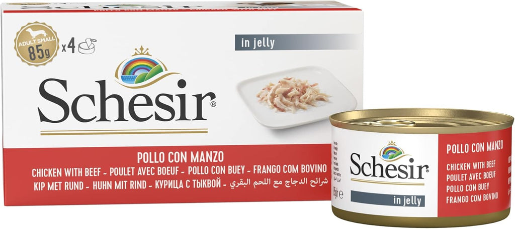 Schesir Dog Hundefutter nass verschiedene Sorten Huehnerfilet mit Lamm 6x4x85g