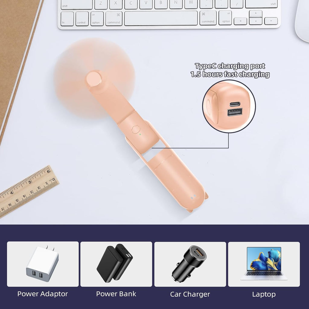 Jsdoin Mini Handventilator wiederaufladbar faltbar USB 3 Geschwindigkeiten