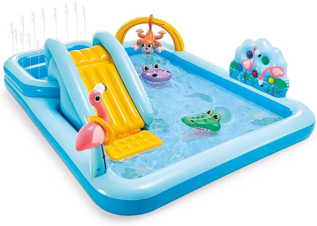Intex Jungle Adventure Aufblasbares Kinderpool 244×198×71 cm mit Rutsche