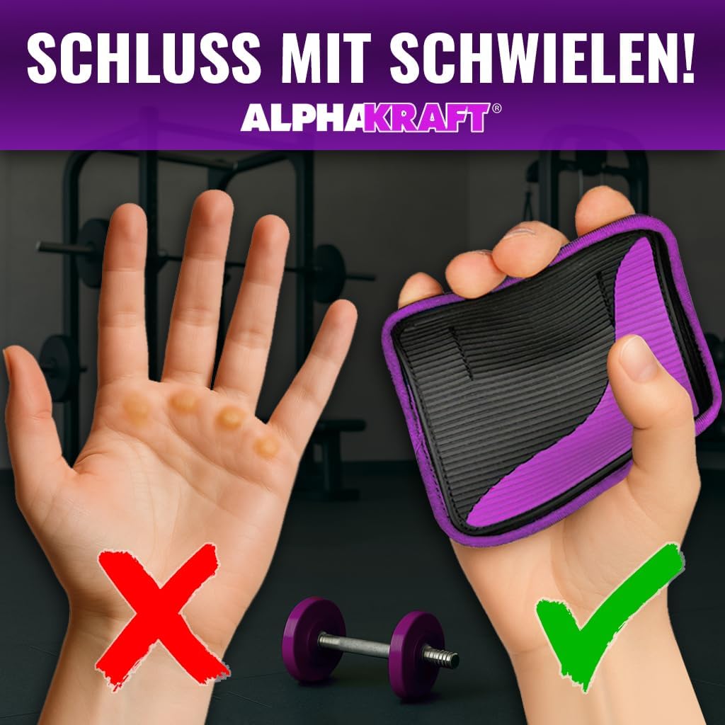 ALPHAKRAFT Griffpolster Neopren 1 Paar rutschfest fuer Kraftsport Training