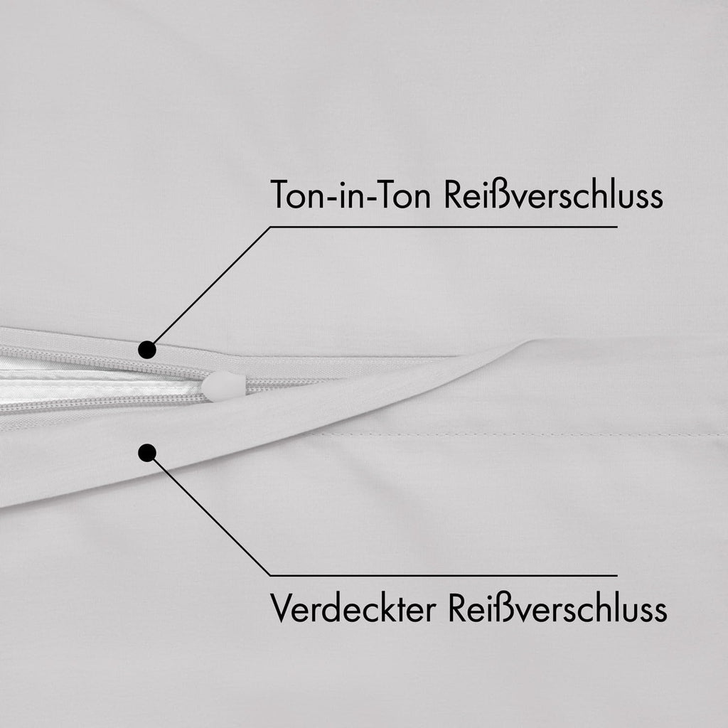 Bettwaesche 135x200 Baumwolle Perkal 2-teilig Anthrazit mit Reissverschluss
