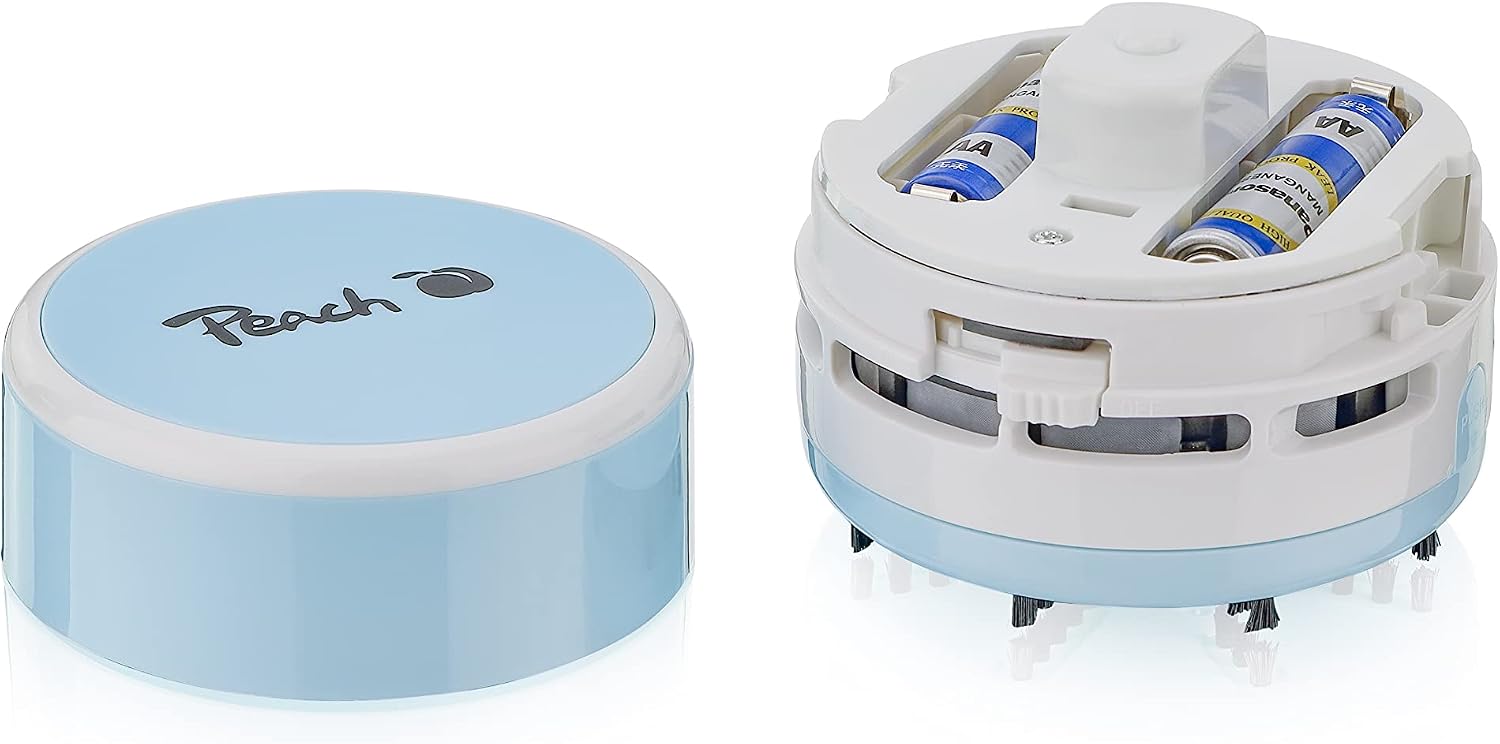 Peach PA105 Mini Staubsauger schwarz batteriebetrieben 2x AA hohe Saugkraft