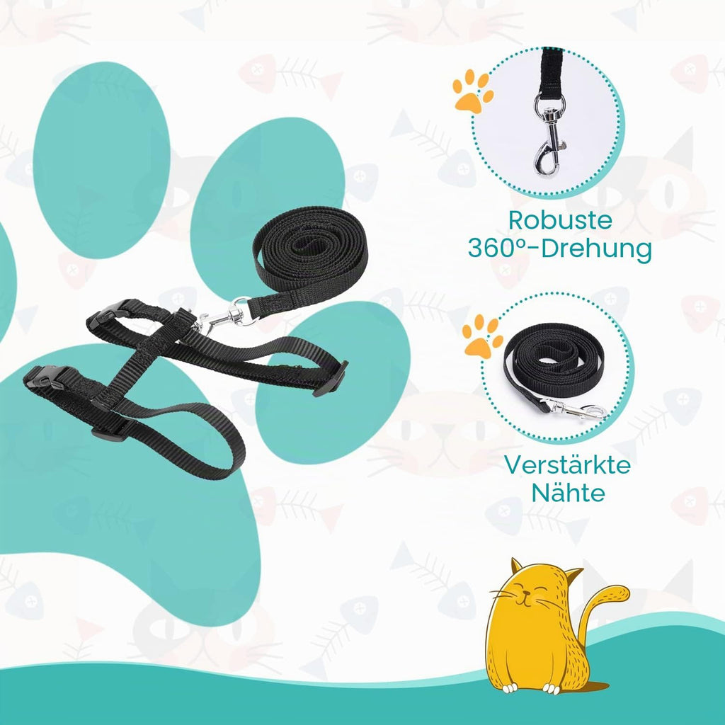 Nobleza Katzengeschirr mit Leine verstellbar Nylon für Katzen und Kaninchen