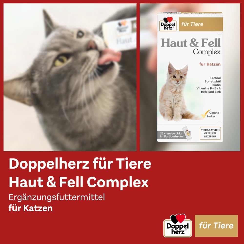 Doppelherz Haut & Fell Complex Katze Omega 3 6 25 Licks Snack