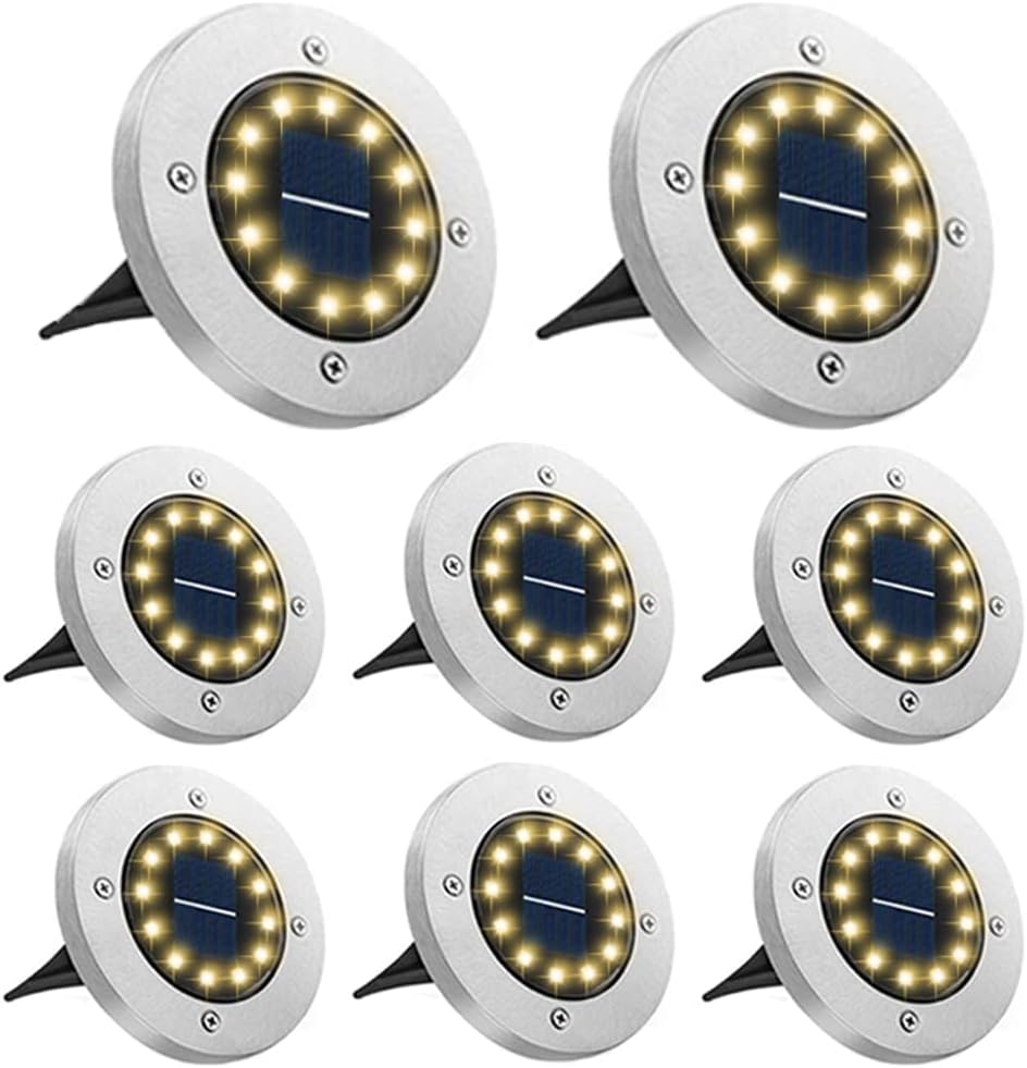 Bowfar Solar Bodenleuchten 12er Set 12 LEDs 3000K warmweiss wasserdicht