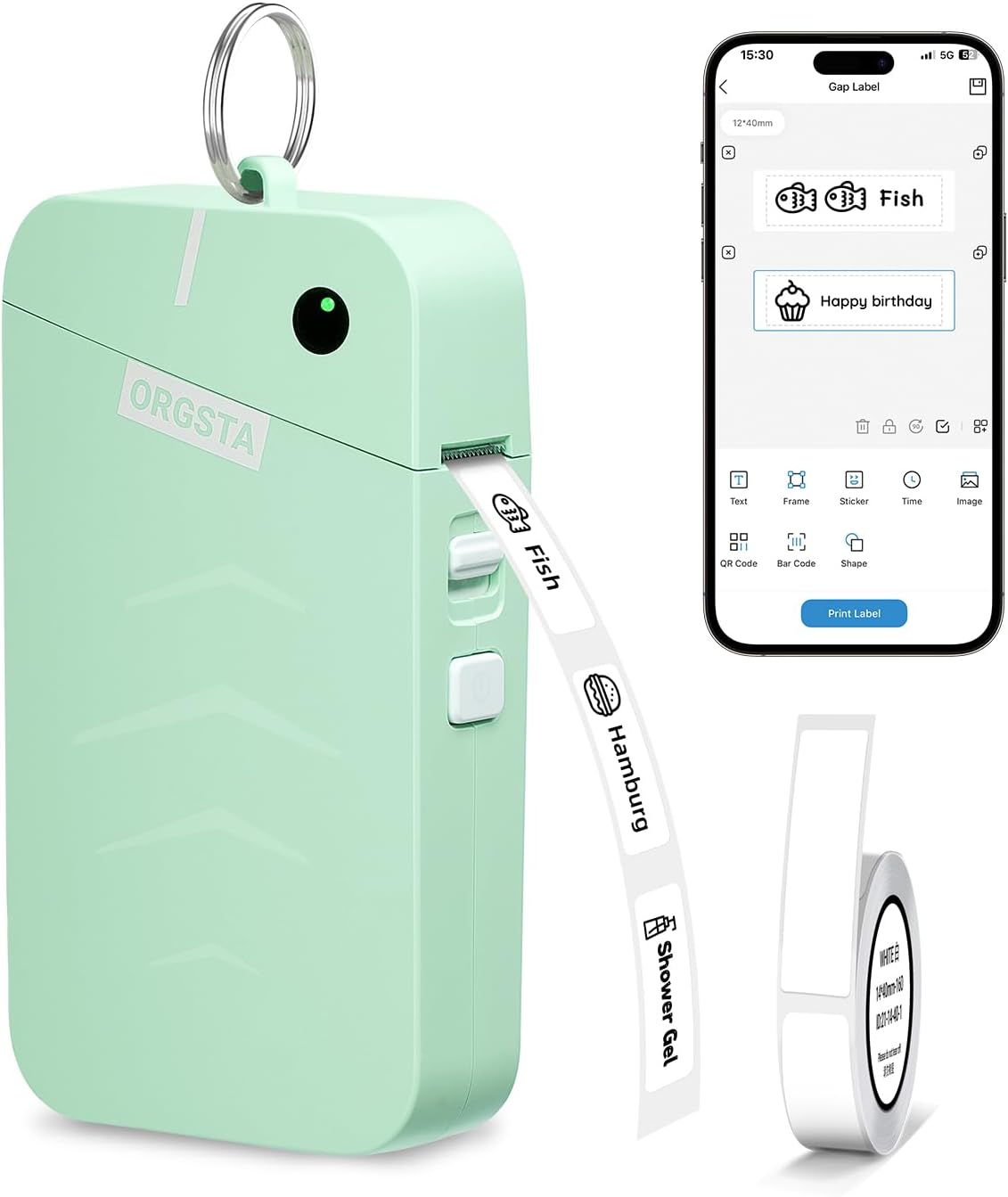 ORGSTA S001 Etikettendrucker Bluetooth 2000 mAh Selbstklebend Label Printer
