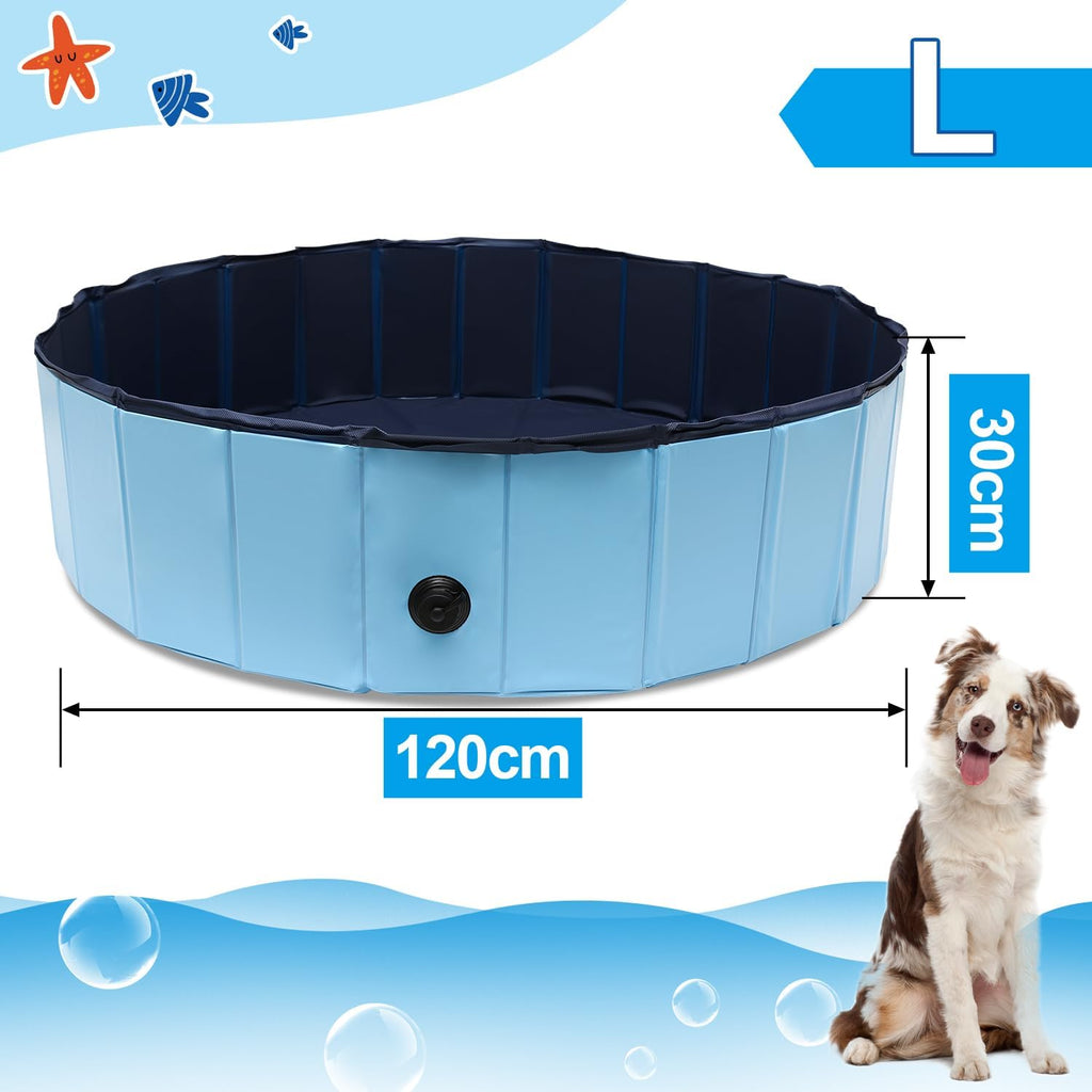 Gimisgu Hundepool 80x20 cm faltbar rutschfest Planschbecken mit Reparaturset Bla