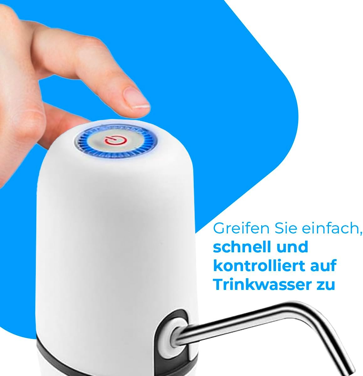 NK Wasserspender USB wiederaufladbar Edelstahl Dosierer BPA-frei fuer 1.5-18.9 L