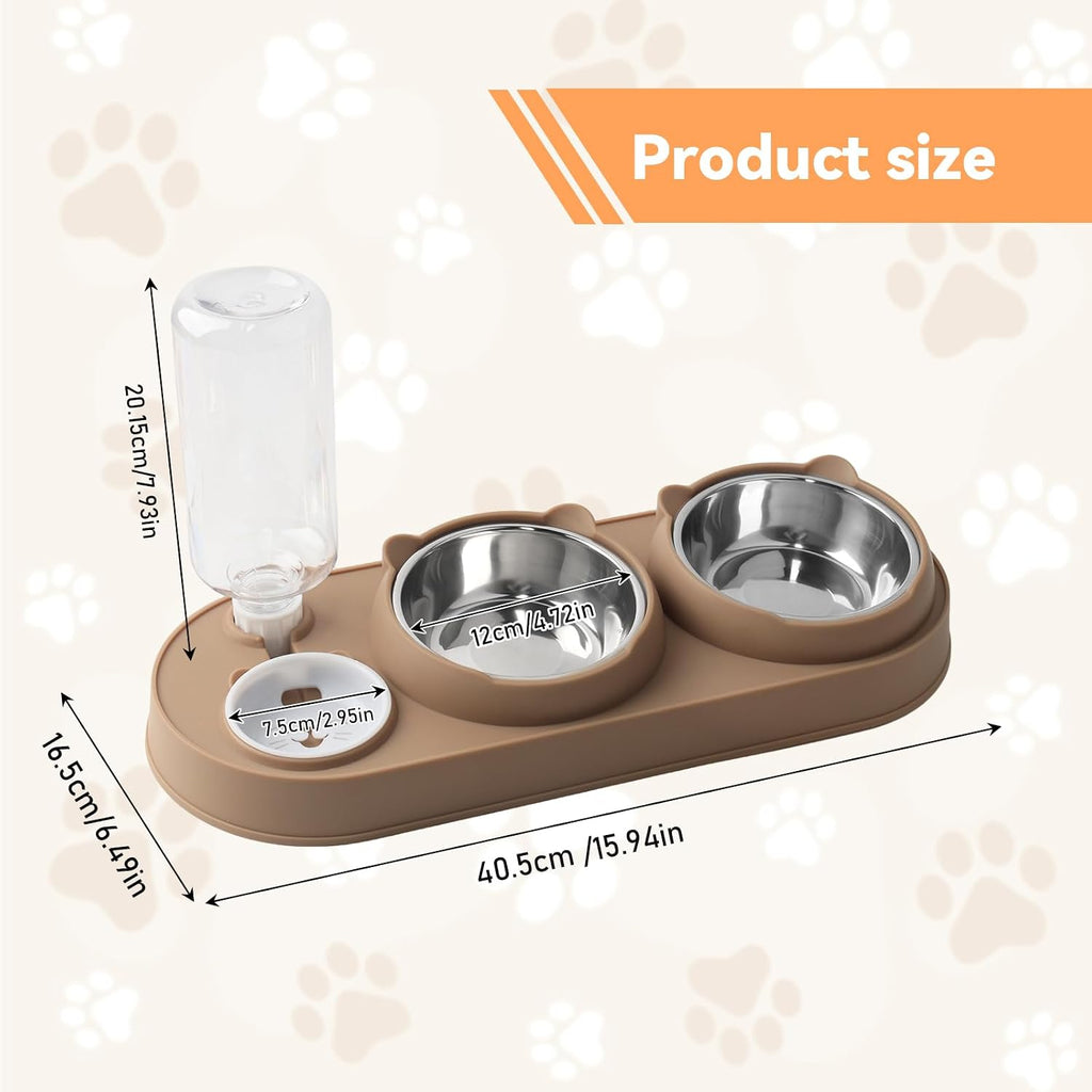 3‑in‑1 Katzennapf Set Edelstahl erhöht 15° Futternapf Wassernapf Spender