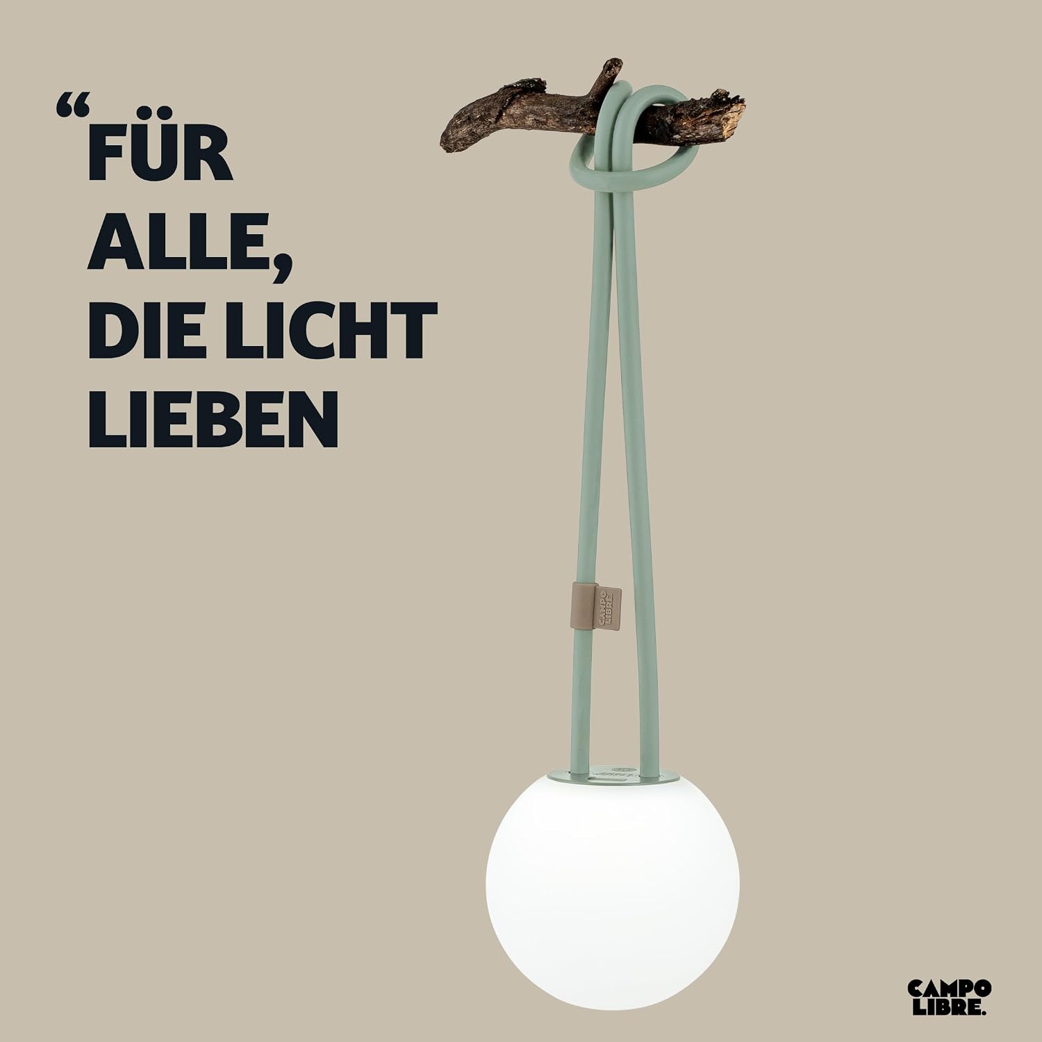 Campo Libre LENI I wiederaufladbare dimmbare Campinglampe zum Aufhaengen Moos
