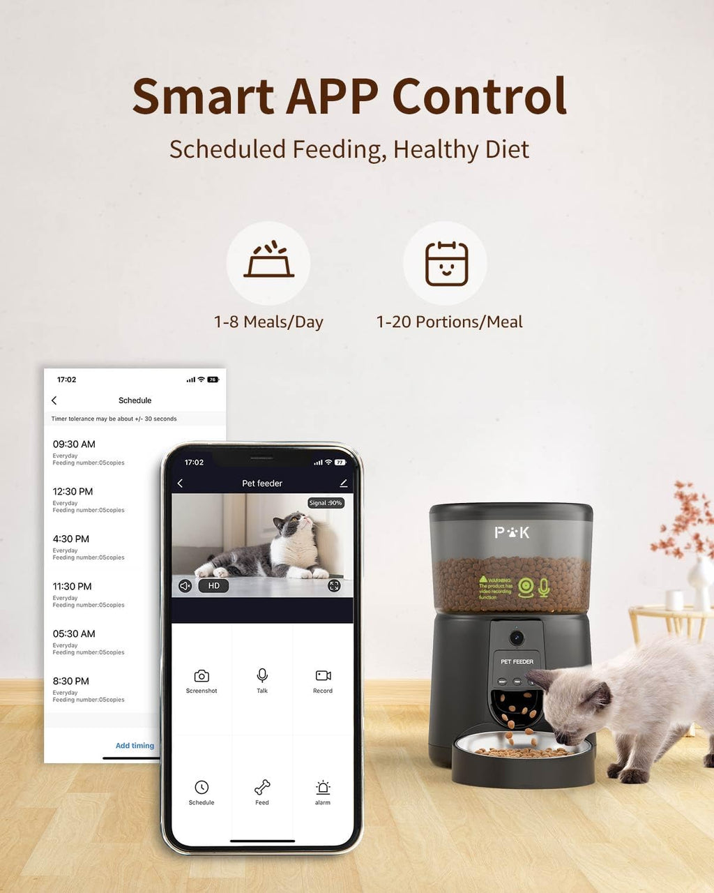 PUPPY KITTY Futterautomat mit WiFi App Steuerung und Sprachaufzeichnung