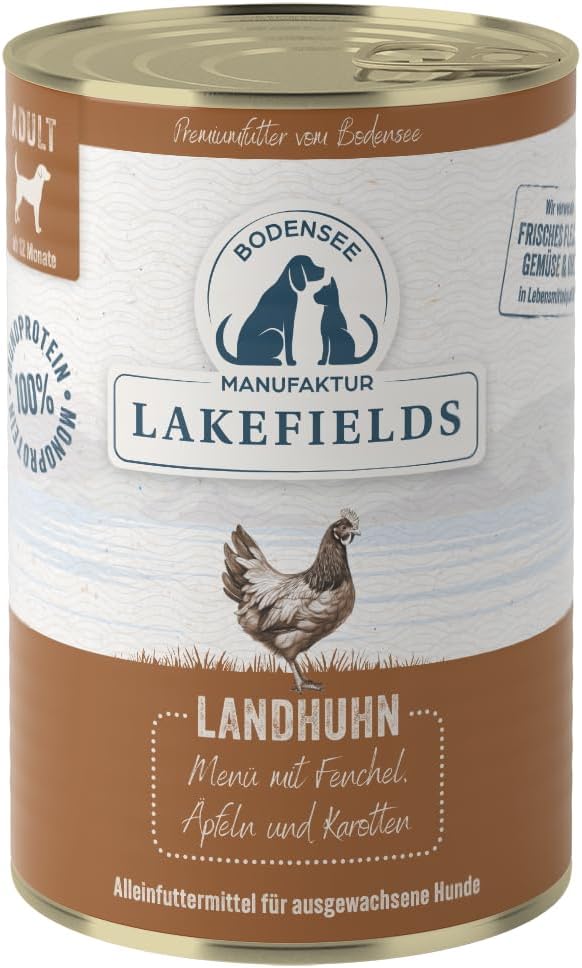Lakefields Hundefutter Nass Huhn 61% getreidefrei 6x800g