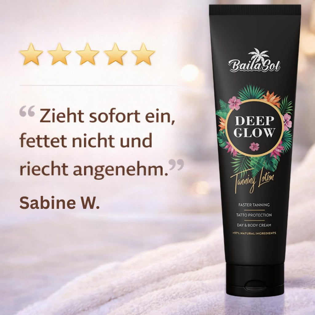 Deep Glow Braeunungsbeschleuniger 150 ml mit Melano Blend, vegan, Tattoo-Schutz