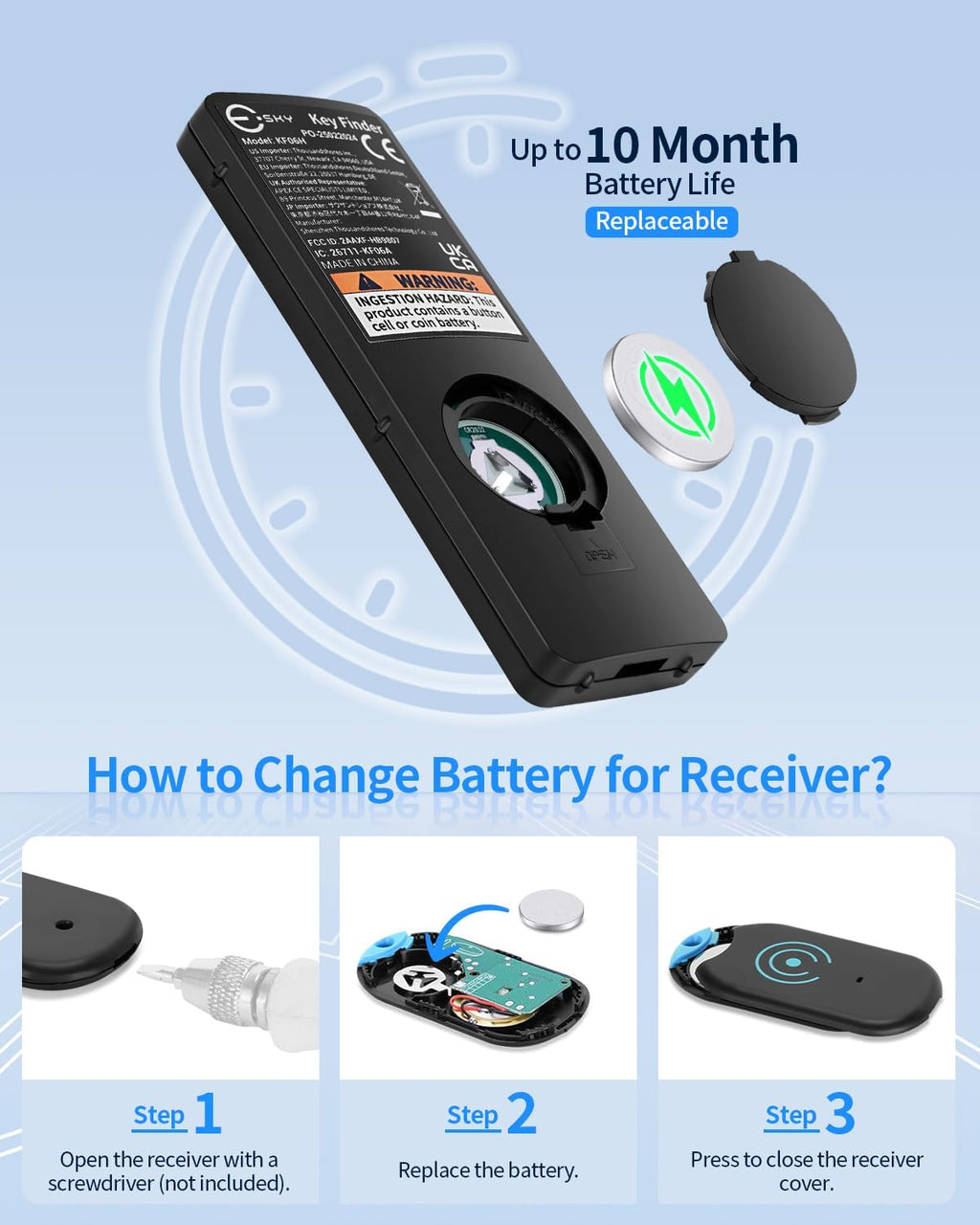 Ultra Slim Schluesselfinder 80 dB 2 Empfaenger Key Finder fuer Schluessel