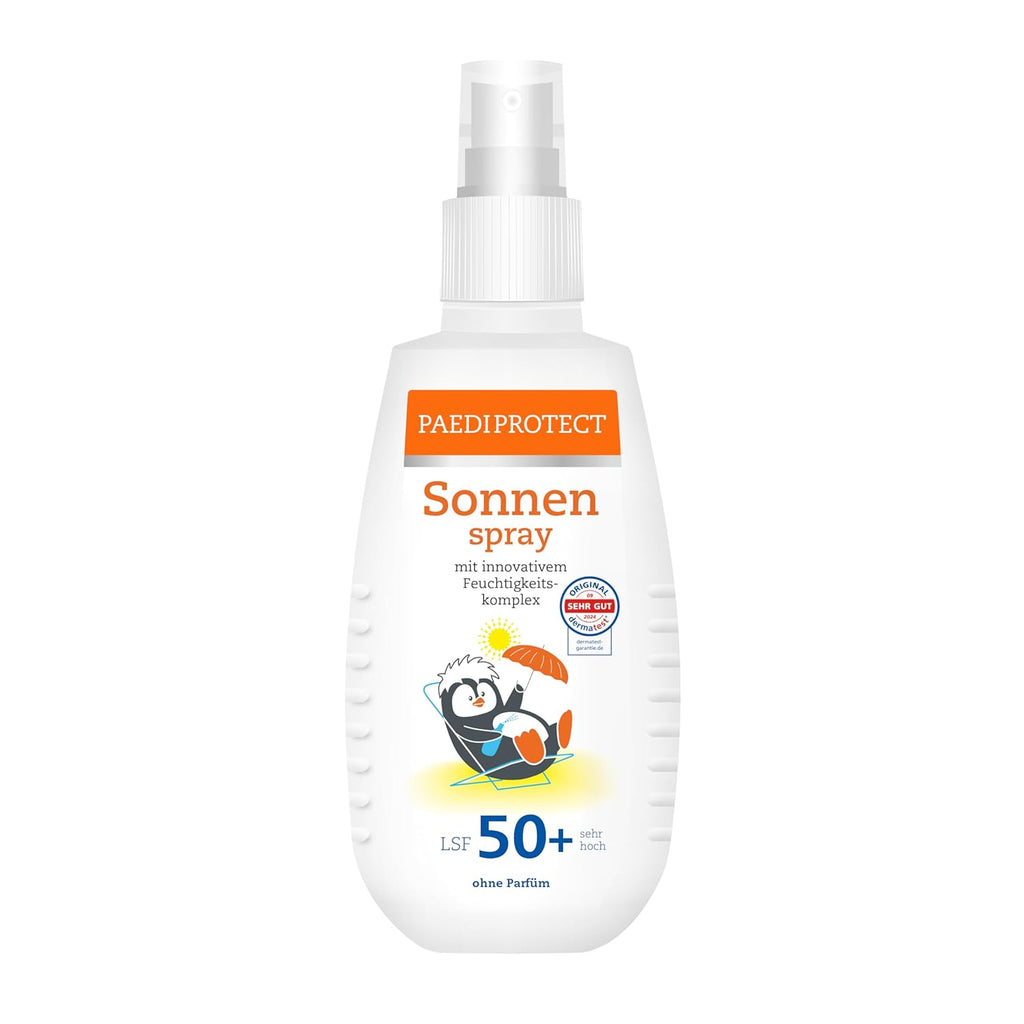 PAEDIPROTECT Sonnenspray LSF 50+ 150 ml parfuemfrei Gesicht Koerper vegan ohne Mik