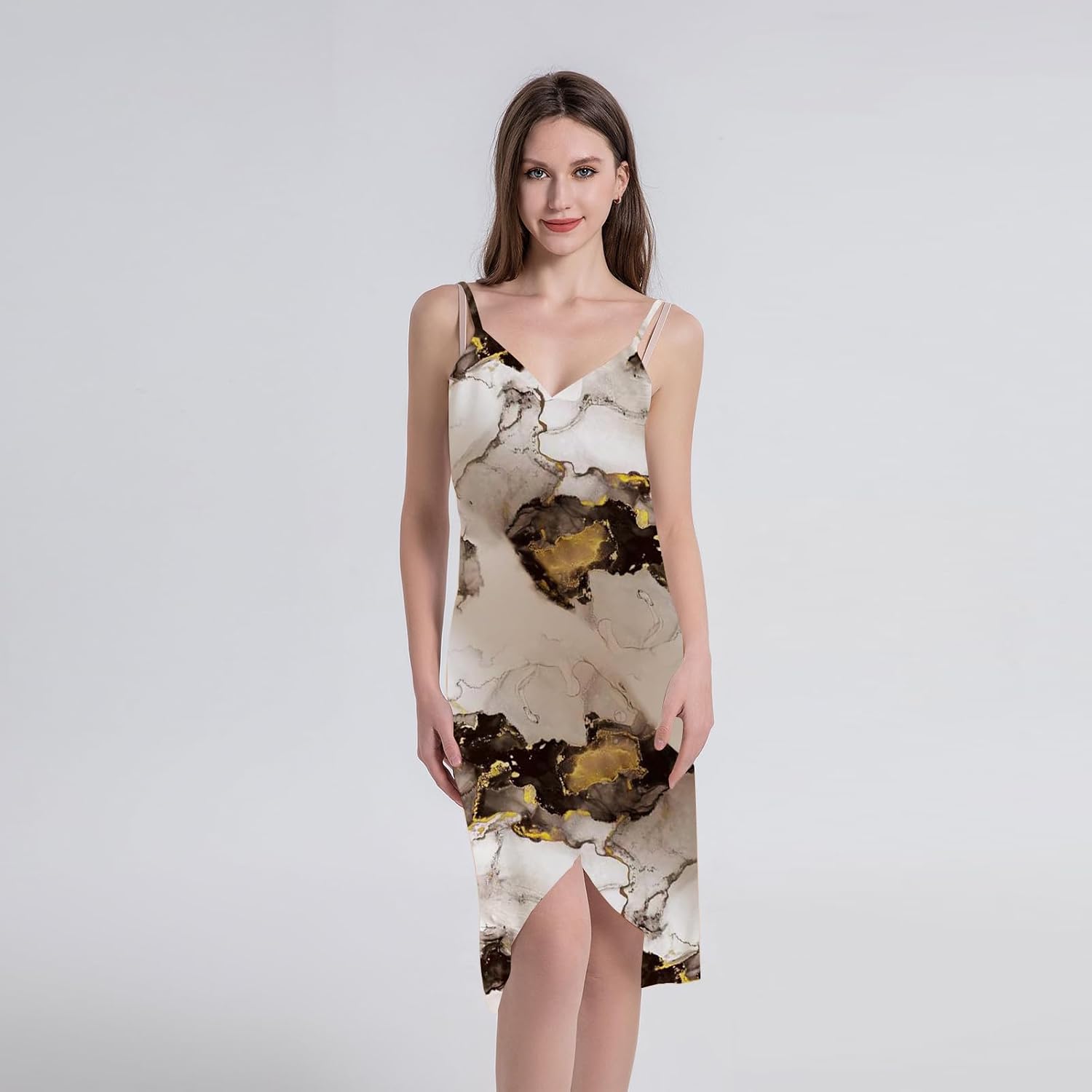 Damen Strandkleid Pareo Wickeltuch Rueckenfrei V-Ausschnitt lang Strandponcho