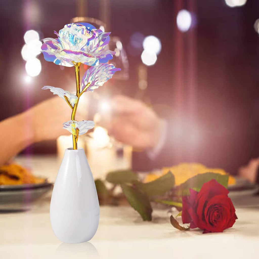 Galaxy Rose mit Vase Geschenk Set Valentinstag Geburtstag Weihnachten