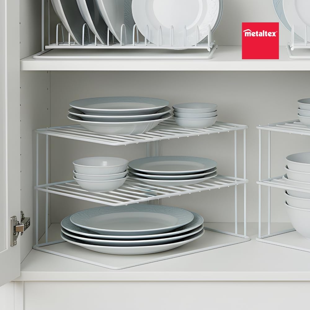 Eckschrank Organizer 2 Etagen Kuechenschrank Einsatz weiss 45cm-57cm