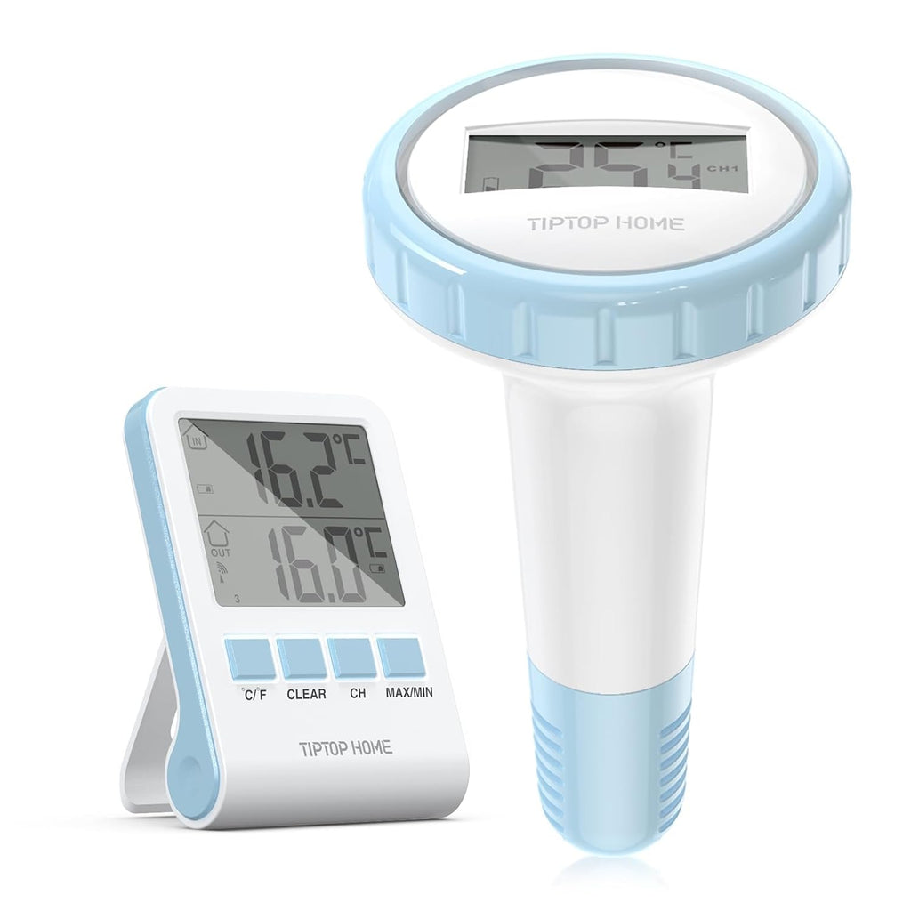 Kabelloses schwimmendes Poolthermometer IP67 blau - Wasser- und Innentemperatur