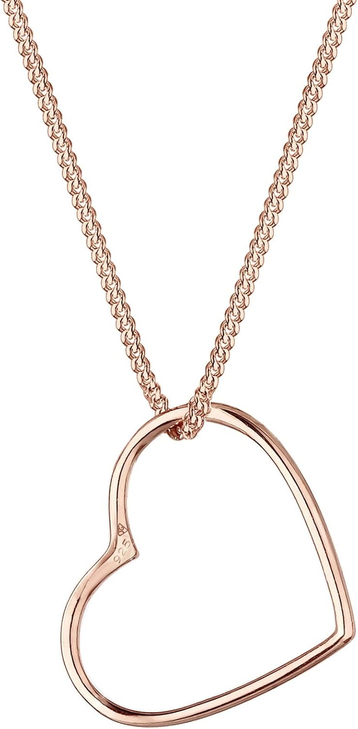 Elli 925 Silber Damen Halskette Herz Anhaenger