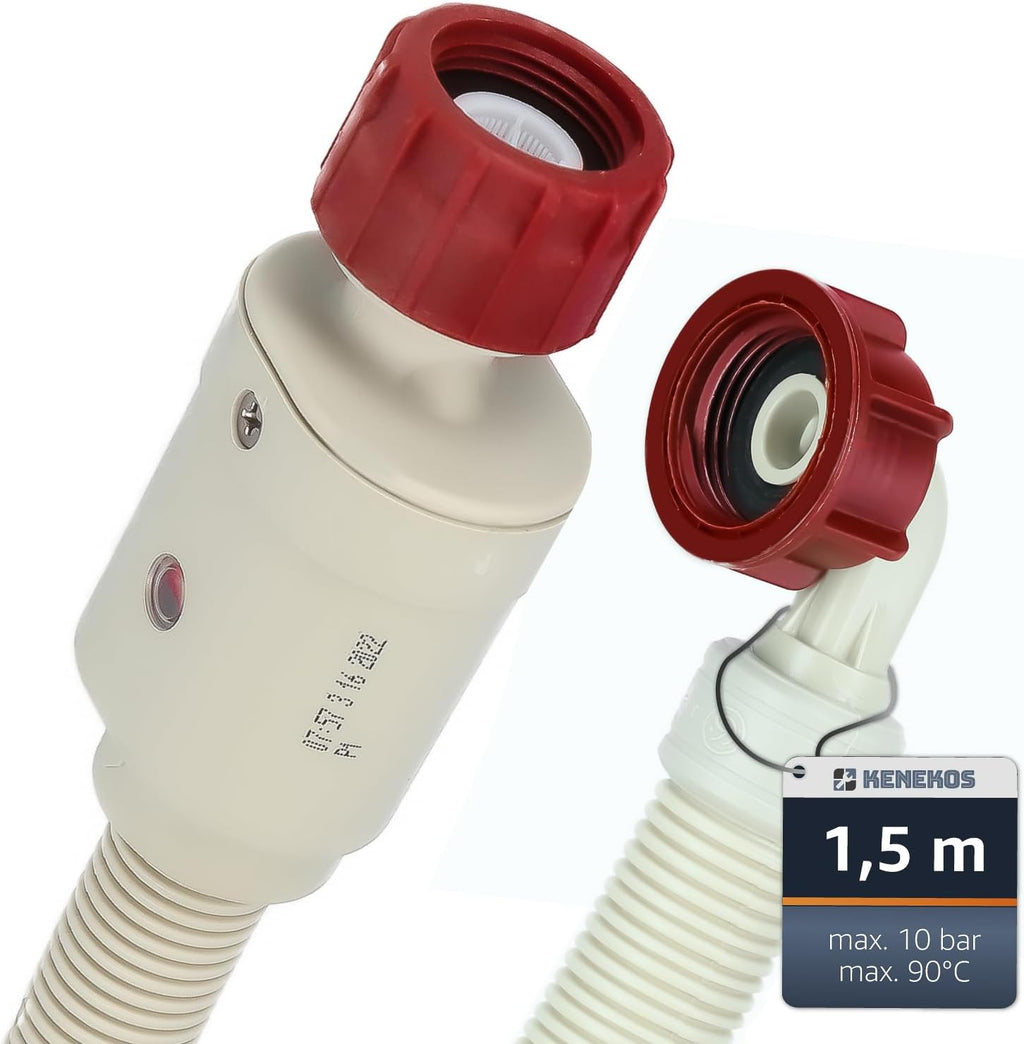 Kenekos Aquastop Zulaufschlauch 3/4" 1,5 m mit Sicherheitsventil Schmutzsieb