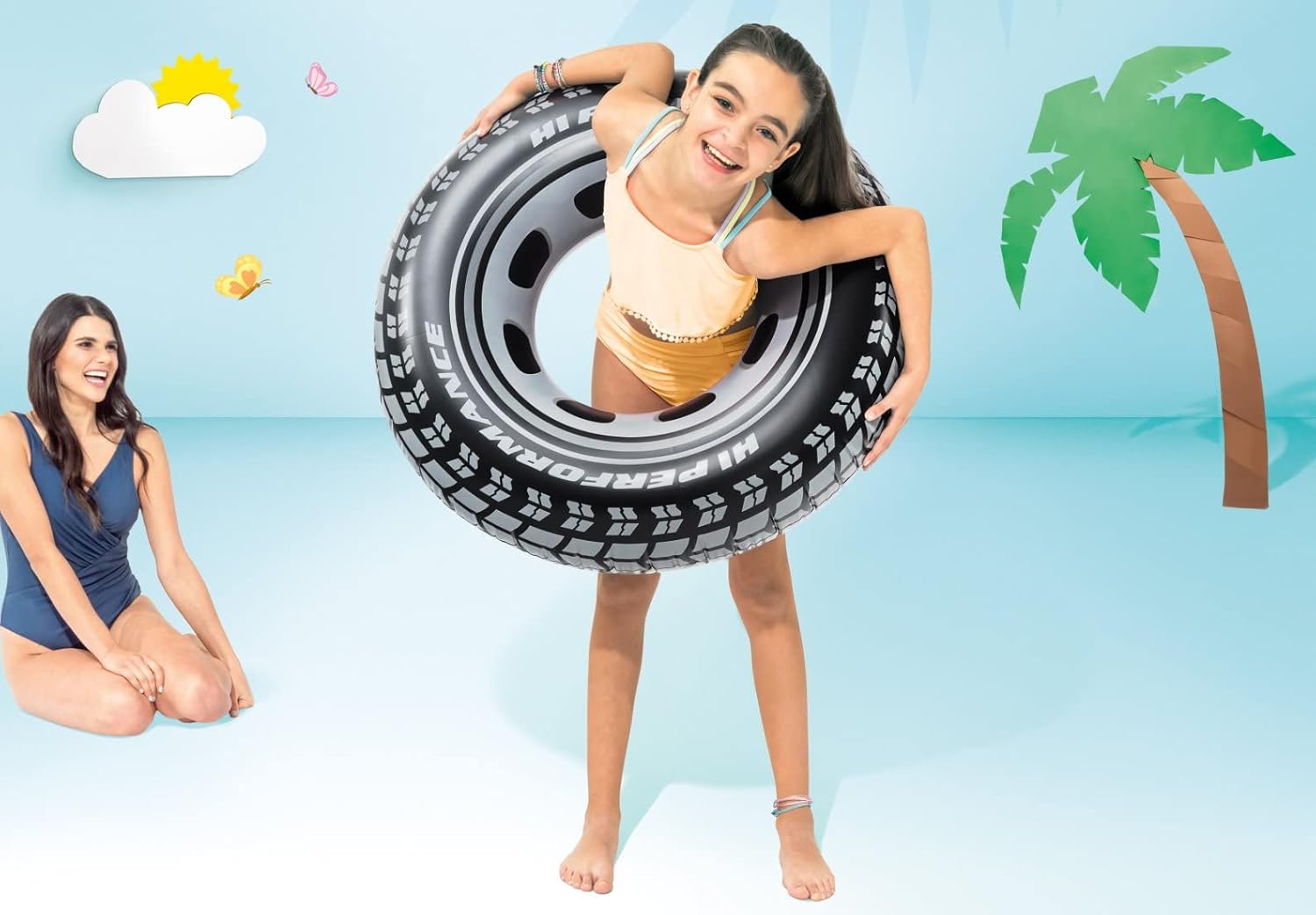 Intex Schwimmring Reifen 91 cm Vinyl schwarz Aufblasbar