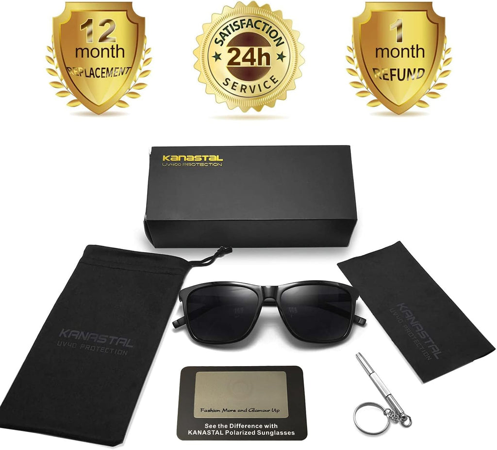 KANASTAL Polarisierte Sonnenbrille Retro verspiegelte Glaeser Al-Mg Buegel UV400
