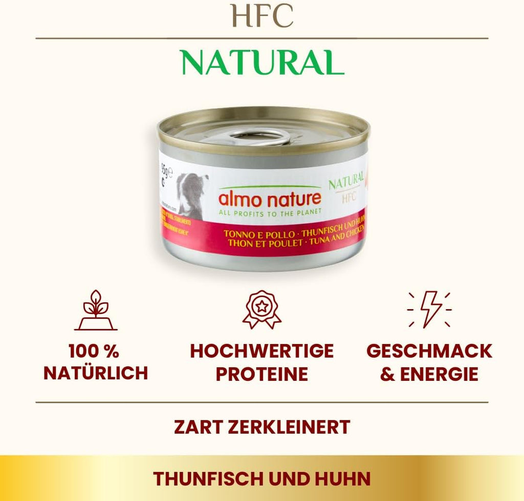 Almo Nature HFC Natural Hundefutter Nass Huehnerfilet 24x95g verschiedene Sorten