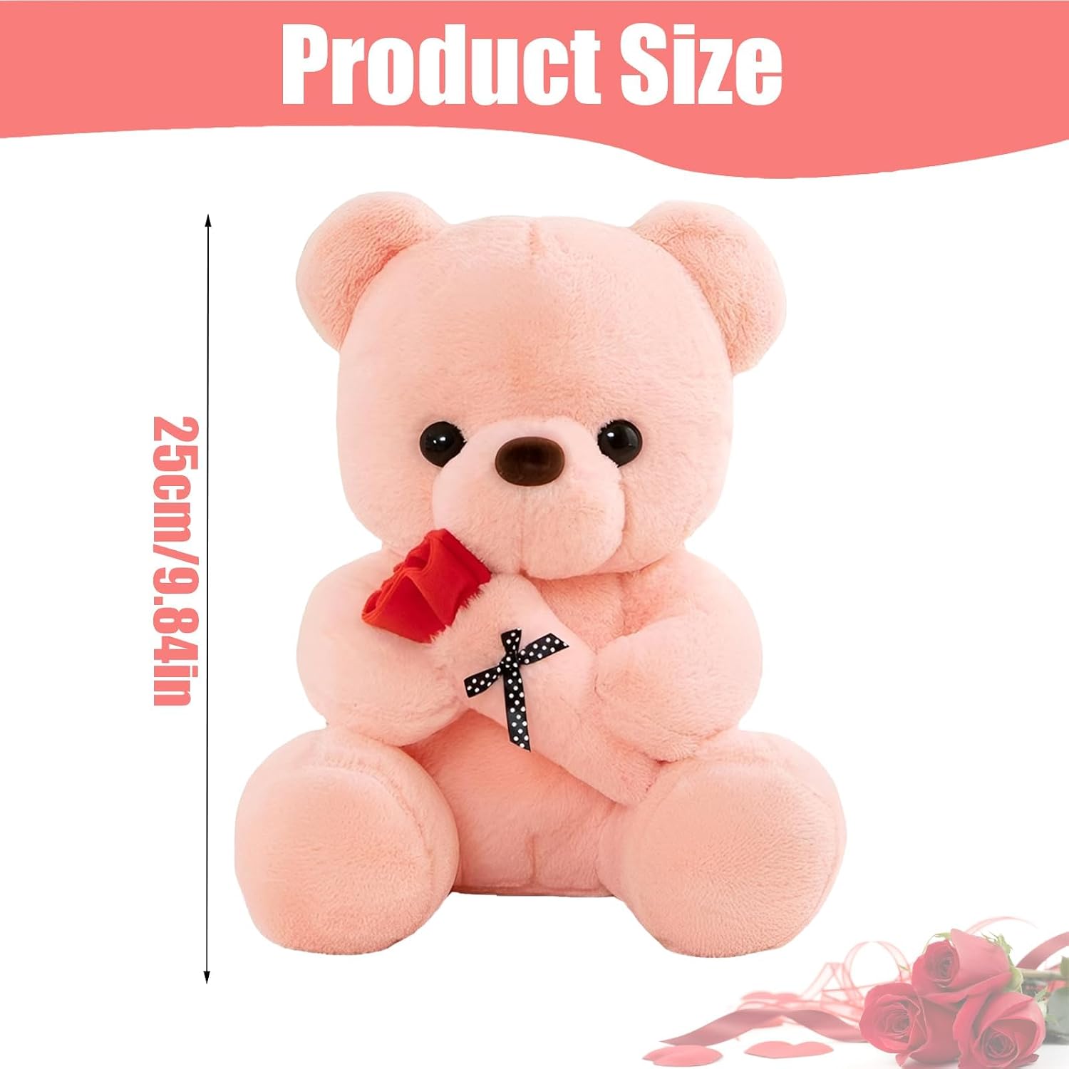 Teddybaer mit Rose Kuscheltier Geschenk fuer Freundin Valentine Baer