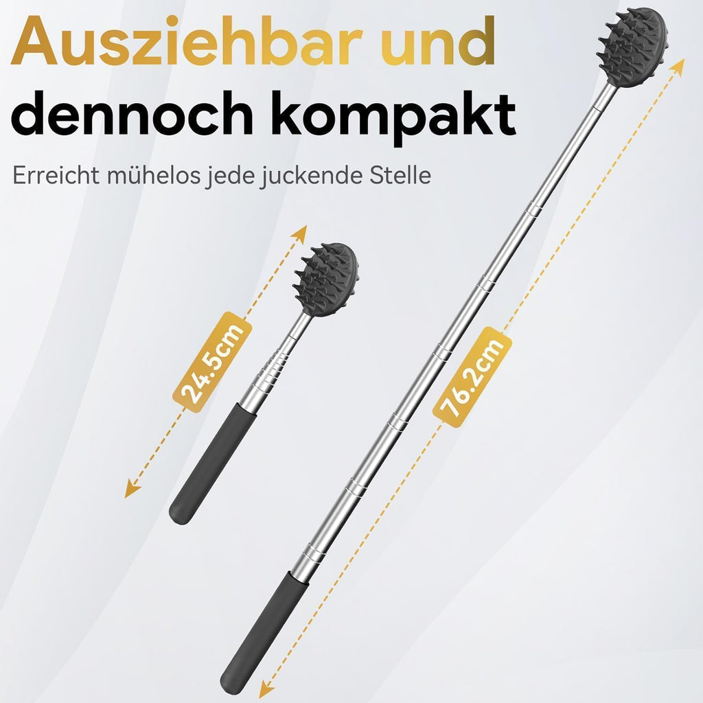 Rueckenkratzer ausziehbar 5 Koepfe Edelstahl - verstellbar, Geschenkidee