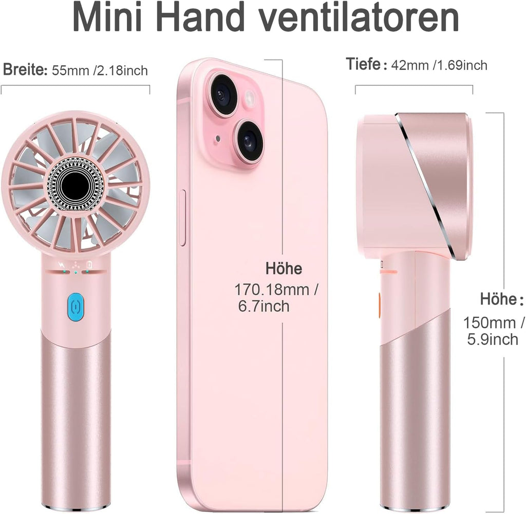 Handventilator Akku wiederaufladbar USB Metall Mini 7000 rpm Tragbar Turbo