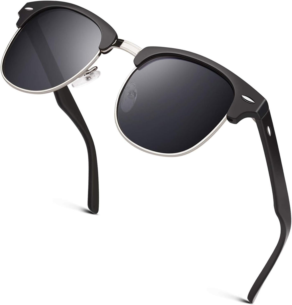 GQUEEN halbrand Sonnenbrille retro Hornoptik polarisiert fuer Herren Damen